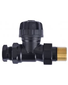 Thermostatisch ventiel zonder knop 1/2", recht, inclusief adaptor, mat zwart