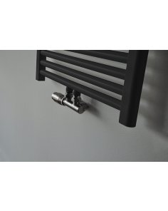 Riko Set thermostatisch onderblok, haaks-links, geborsteld staal