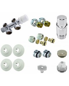 Riko Complete haakse (rechts) onderblokset 16x2,0 mm + 15 mm knel, chroom