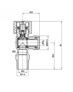Riko gasaansluitkraan Gastec 1/2&quot; x M24 haaks
