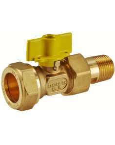 Riko gaskogelkraan 22 mm knel x 1/2&quot; buitendraad