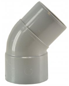 Afvoerbocht mof 40 mm x spie 40 mm 45 graden PVC
