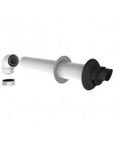 Concentrische HR PP Geveldoorvoer Lengte 765 mm / Ø60/100 mm met Bocht 90°