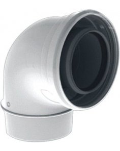 TwinSafe Bocht 90° Ø60/100 mm Concentrisch Wit PP