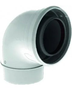 TwinSafe Bocht 90° Ø80/125 mm Concentrisch Wit PP