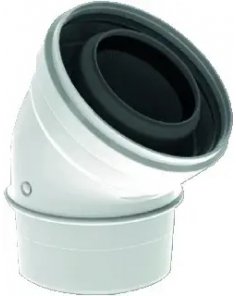 TwinSafe Bocht 45° Ø80/125 mm Concentrisch Wit PP