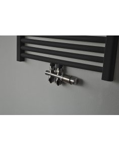 Riko Set thermostatisch onderblok, haaks-rechts, geborsteld staal