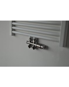 Riko Set thermostatisch onderblok, haaks-rechts, geborsteld staal