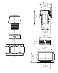 Luxe adaptor 18 x 2,0 mm Eurokonus, chroom