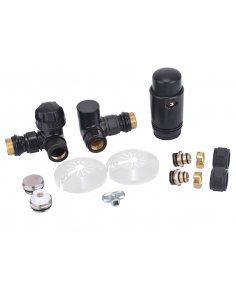 Riko Luxe thermostatische radiator aansluitset, haaks verkeerd links, mat zwart