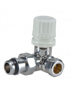 Luxe thermostatisch ventiel 1/2" x 15 mm (M22) knel, haaks links, chroom