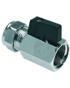 Riko gaskraantje met hendel 15 mm knel x 1/2" binnendraad, chroom