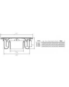 Vloerput met onderuitlaat 15 cm x 15 cm 50 mm PVC