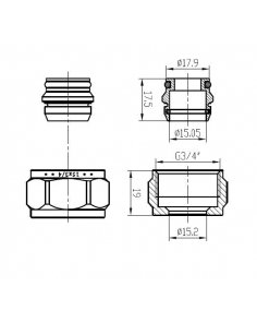 Adaptor Eurokonus naar 15 mm knel, chroom
