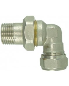 Radiatorkoppeling 3-delig 1/2" x 15 mm knel, haaks, vernikkeld