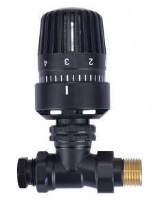 Thermostatisch radiatorventiel 1/2" x 15 mm, recht, mat zwart