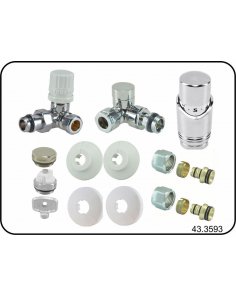 Riko Luxe thermostatische radiator aansluitset, haaks verkeerd links, chroom