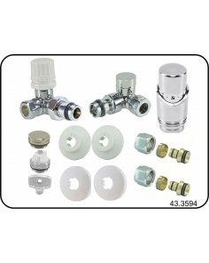Riko Luxe thermostatische radiator aansluitset, haaks verkeerd rechts, chroom