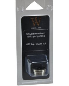 Riko uitloopkoppeling M22 buitendraad x M24 buitendraad