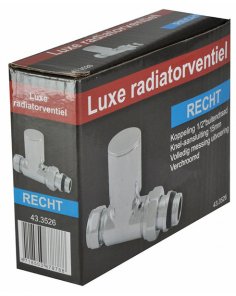 Luxe radiatorventiel 1/2" x 15 mm (M22) knel, recht, chroom