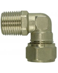 Radiatorkoppeling 1/2" x 15 mm knel, haaks, vernikkeld