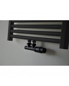 Zwarte radiator aansluitset Haaks voor radiatoren met onder aansluiting t.b.v 16 mm buis