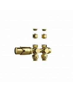 Thermostatische radiatorkraan muur en vloer geborsteld goud m30
