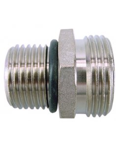 Rd-901 nippels 1/2" buitendraad lang x 3/4" Eurokonus + O-ring, vernikkeld