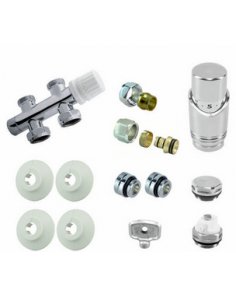 Riko Complete rechte onderblokset 16x2,0 mm + 15 mm knel, chroom