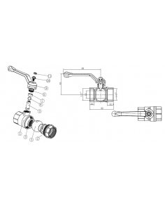 Riko 1050 kogelkraan met aluminium hendel 1/2