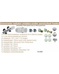 Riko Complete haakse (links) onderblokset 16x2,0 mm + 15 mm knel, chroom