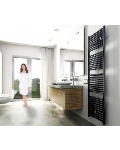 500x1200 - 673 Watt | Handdoekradiator Zwart Zij- & Middenaansluiting