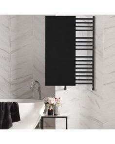 400x1200 - 550 watt | handdoekradiator vlak mat zwart zij- &amp; middenaansluiting
