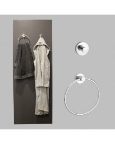 BSXL Magneet-line chroom – combi-set handdoekhaak enkel + gesloten handdoekring