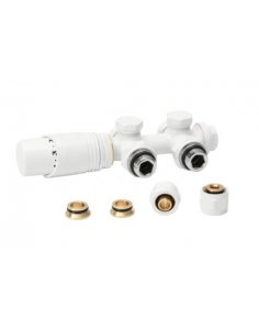 Witte radiator aansluitset Recht voor radiatoren met onder aansluiting t.b.v 16 mm buis