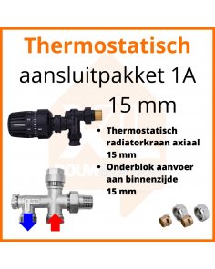 Eco 4 Zwarte thermostatisch M30 aansluitpakket 1A t.b.v. 15 mm buis