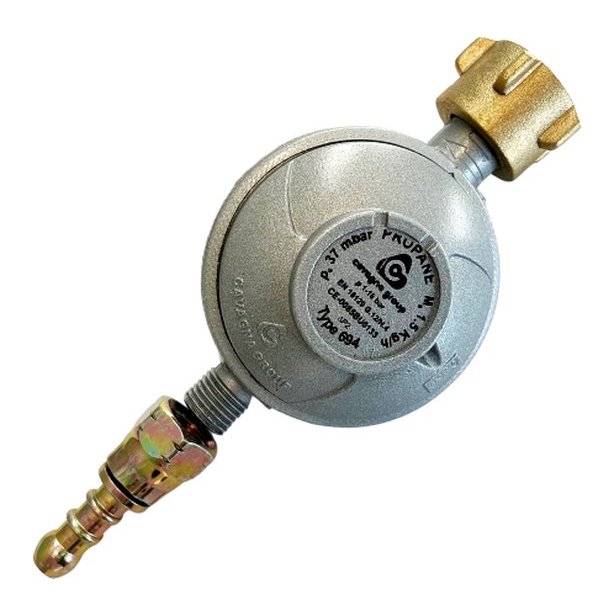 Flesontspanner 37 mbar, debiet 1,5 kg/u, POL-slangaansluiting