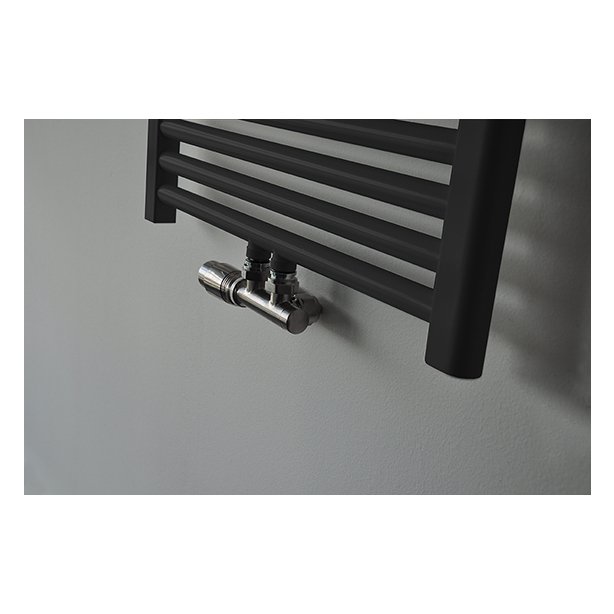 Riko Set thermostatisch onderblok, haaks-links, geborsteld staal
