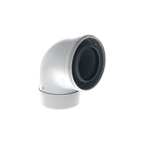 TwinSafe Bocht 90° Ø60/100 mm Concentrisch Wit PP