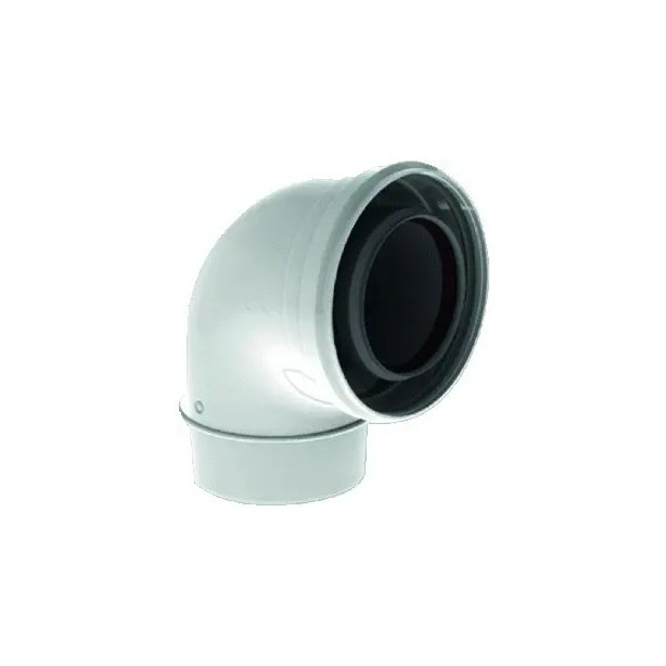 TwinSafe Bocht 90° Ø80/125 mm Concentrisch Wit PP