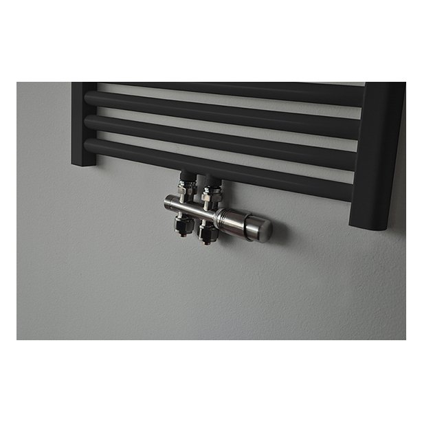 Riko Set thermostatisch onderblok, haaks-rechts, geborsteld staal