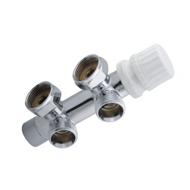 Thermostatisch onderblok 3/4", haaks-links, chroom