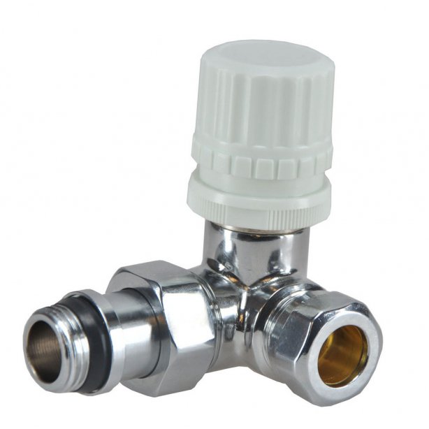 Luxe thermostatisch ventiel 1/2" x 15 mm (M22) knel, haaks links, chroom