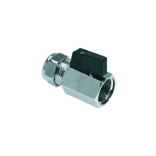 Riko gaskraantje met hendel 15 mm knel x 1/2" binnendraad, chroom