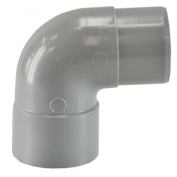 Afvoerbocht mof 75 mm x spie 75 mm 90 graden PVC