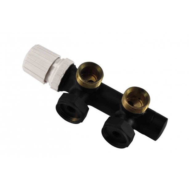 Thermostatisch onderblok 3/4", haaks-links, mat zwart