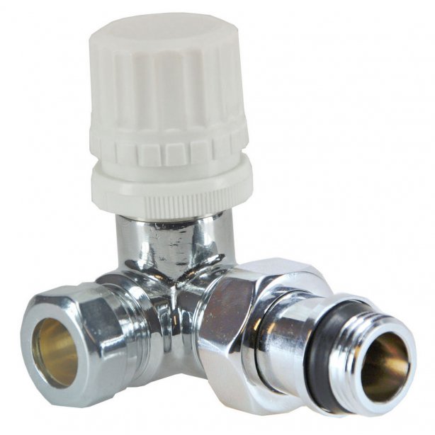 Luxe thermostatisch ventiel 1/2" x 15 mm (M22) knel, haaks rechts, chroom