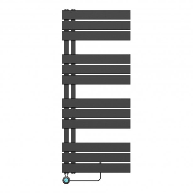 1200x500 – 593 watt | elektrische handdoekradiator zwart | links aansluiting/comb