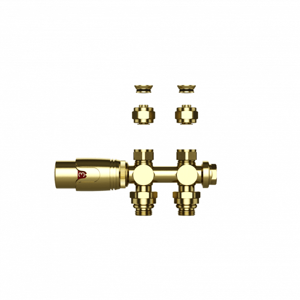 Thermostatische radiatorkraan muur en vloer geborsteld goud m30