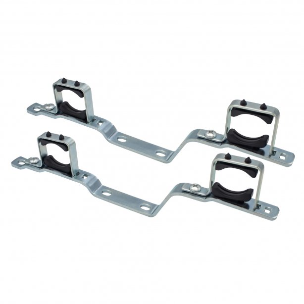 Dubbele ophangbeugels voor verdeler messing vernikkeld 1" 2sts/set